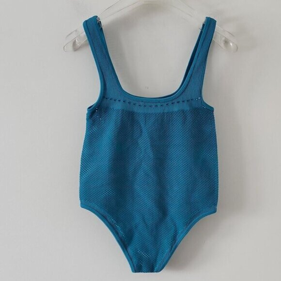 ZARA | Seamless Perforated Bodysuit Top Teal Blue Green Sz XS Small - Picture 5 of 5